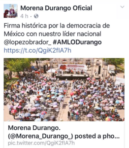 El desangelado acto del santón izquierdista López Obrador en la capital duranguense.