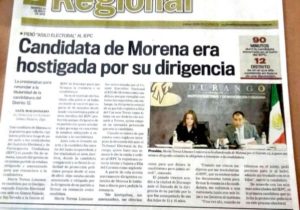 La denuncia de María Teresa Limones en los medios de comunicación de Durango. El 6 de abril de 2016 fue privada de su libertad y amenazada por Rosendo Salgado Vázquez para obligarla a renunciar a su candidatura a diputada local por el distrito 12 de Gómez Palacio.