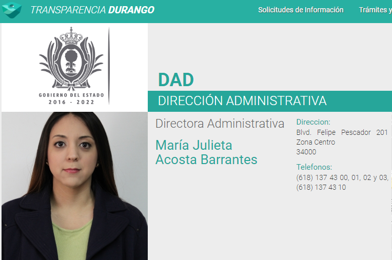 María Julieta Acosta Barrantes, sobrina de la esposa del gobernador Aispuro Torres, ocupa un alto cargo dentro de la COESVI.